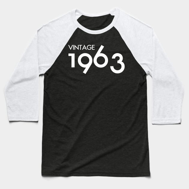 Vintage 1963 Gift 57th Birthday Party Baseball T-Shirt by Damsin